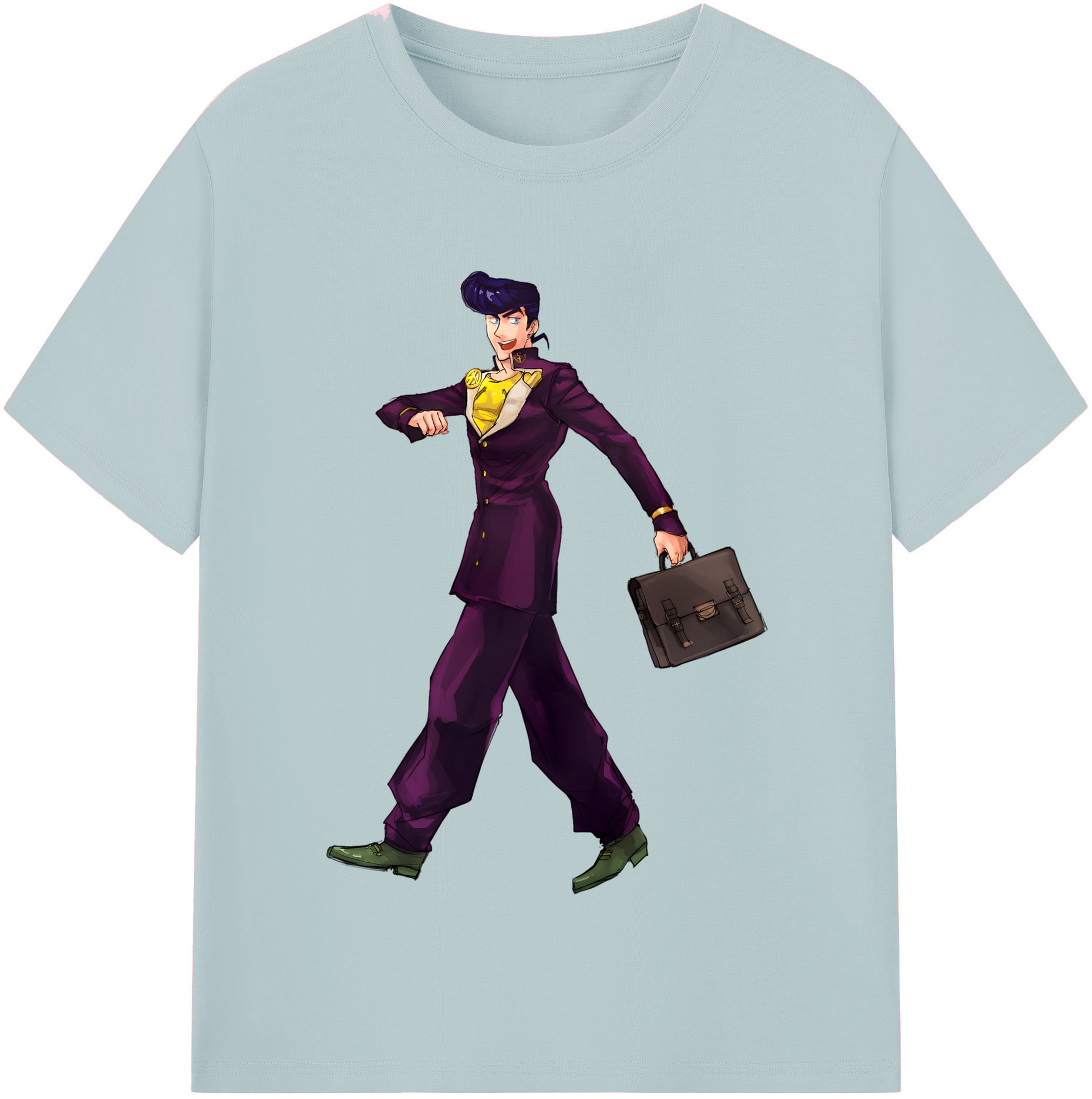（画像用） ジョジョの奇妙な冒険 ひがしかた じょうすけ JoJo's Bizarre Adventure Higashikata Josuke 綿100％半袖Tシャツ（フロントプリント）